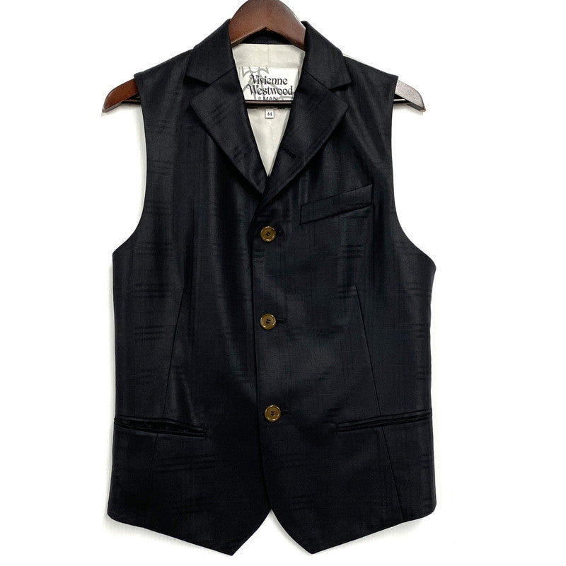 【中古品】【メンズ】 VIVIENNE WESTWOOD MAN ヴィヴィアン ウエストウッド マン VW-W1-89896 GILET VEST ジレ ベスト 141-260126-cs-17-izu サイズ：44 カラー：ブラック 万代Net店