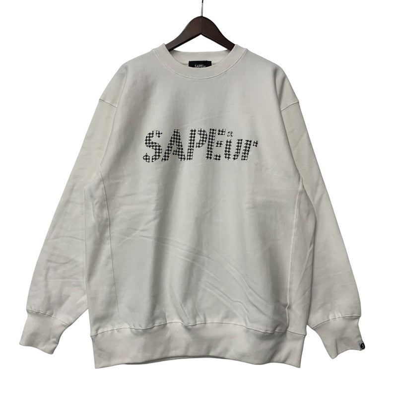 【中古美品】【メンズ】 SAPEUR サプール A0025-407 CHIDORI PATTERN CREW NECK SWEATSHIRT チドリ パターン クルーネック スウェットシャツ トップス 長袖 142-260126-cs-08-izu サイズ：XL カラー：ホワイト 万代Net店