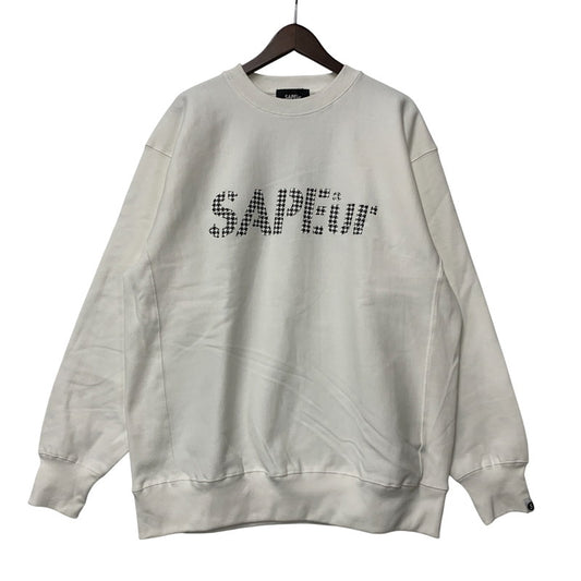 【中古美品】【メンズ】 SAPEUR サプール A0025-407 CHIDORI PATTERN CREW NECK SWEATSHIRT チドリ パターン クルーネック スウェットシャツ トップス 長袖 142-260126-cs-08-izu サイズ：XL カラー：ホワイト 万代Net店