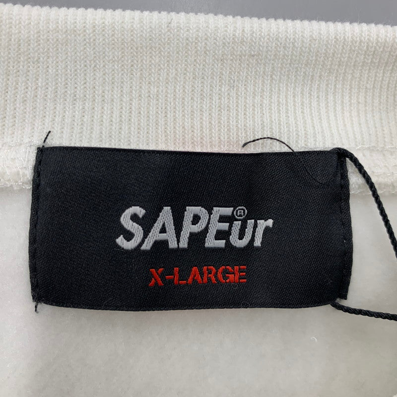 【中古美品】【メンズ】 SAPEUR サプール A0025-407 CHIDORI PATTERN CREW NECK SWEATSHIRT チドリ パターン クルーネック スウェットシャツ トップス 長袖 142-260126-cs-08-izu サイズ：XL カラー：ホワイト 万代Net店
