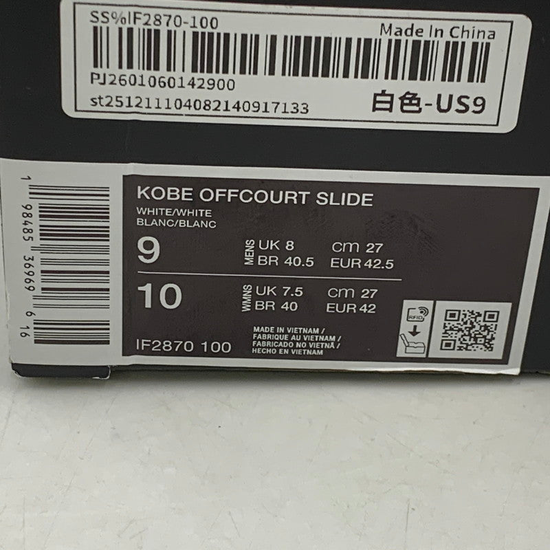 【中古品】【メンズ】 × KOBE BRYANT コービー ブライアント IF2870-100 OFFCOURT SLIDE オフコート スライド サンダル シューズ 靴 160-260128-ya-03-izu サイズ：27cm カラー：WHITE-WHITE 万代Net店