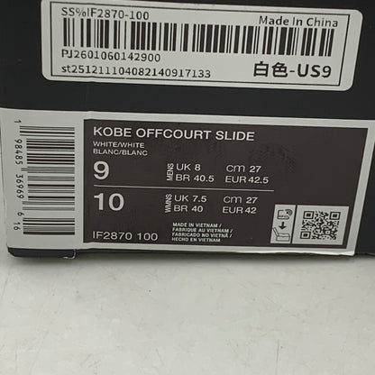 【中古品】【メンズ】 × KOBE BRYANT コービー ブライアント IF2870-100 OFFCOURT SLIDE オフコート スライド サンダル シューズ 靴 160-260128-ya-03-izu サイズ：27cm カラー：WHITE-WHITE 万代Net店