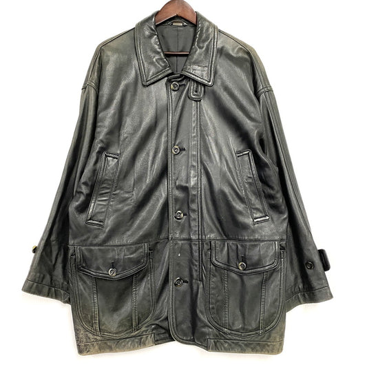 【現状渡し品】【メンズ】 INTERMEZZO インターメッツォ SHEEPSKIN LEATHER COAT シープスキン レザー コート アウター 146-260129-yn-02-izu サイズ：L カラー：ブラック 万代Net店