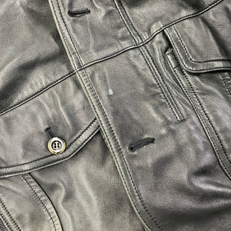 【現状渡し品】【メンズ】 INTERMEZZO インターメッツォ SHEEPSKIN LEATHER COAT シープスキン レザー コート アウター 146-260129-yn-02-izu サイズ：L カラー：ブラック 万代Net店