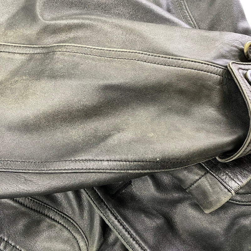【現状渡し品】【メンズ】 INTERMEZZO インターメッツォ SHEEPSKIN LEATHER COAT シープスキン レザー コート アウター 146-260129-yn-02-izu サイズ：L カラー：ブラック 万代Net店