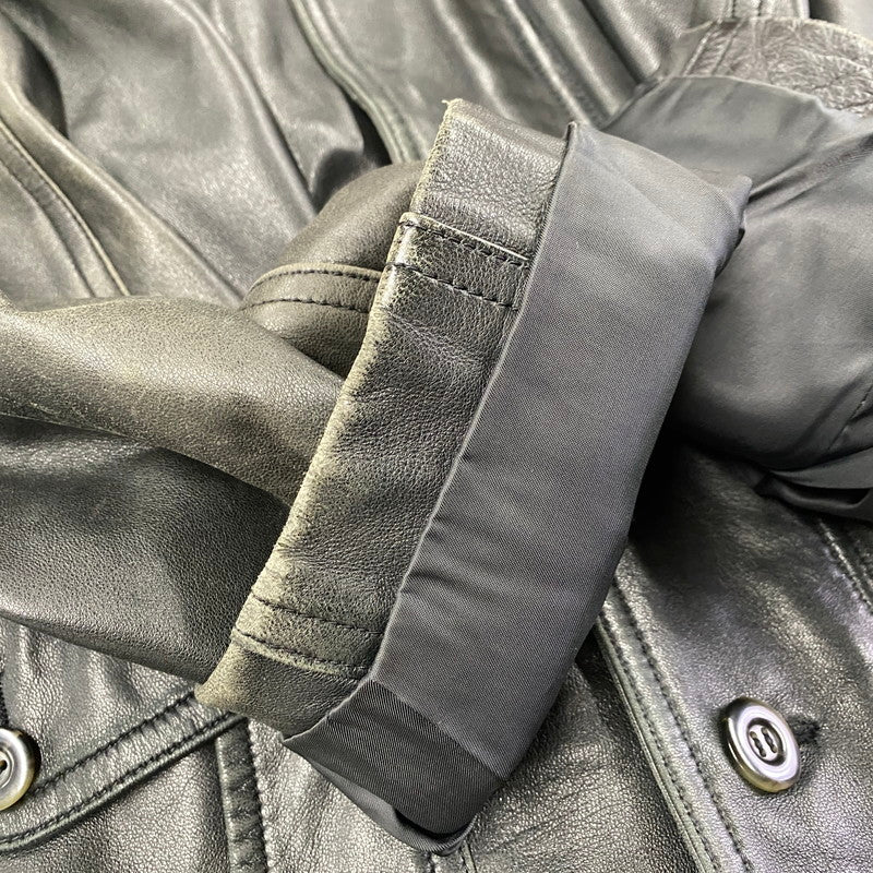【現状渡し品】【メンズ】 INTERMEZZO インターメッツォ SHEEPSKIN LEATHER COAT シープスキン レザー コート アウター 146-260129-yn-02-izu サイズ：L カラー：ブラック 万代Net店