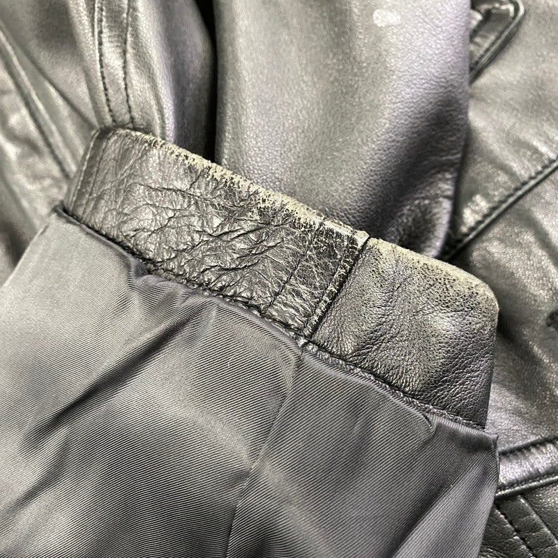 【現状渡し品】【メンズ】 INTERMEZZO インターメッツォ SHEEPSKIN LEATHER COAT シープスキン レザー コート アウター 146-260129-yn-02-izu サイズ：L カラー：ブラック 万代Net店