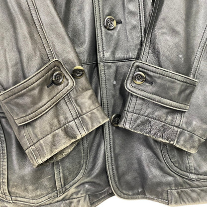 【現状渡し品】【メンズ】 INTERMEZZO インターメッツォ SHEEPSKIN LEATHER COAT シープスキン レザー コート アウター 146-260129-yn-02-izu サイズ：L カラー：ブラック 万代Net店