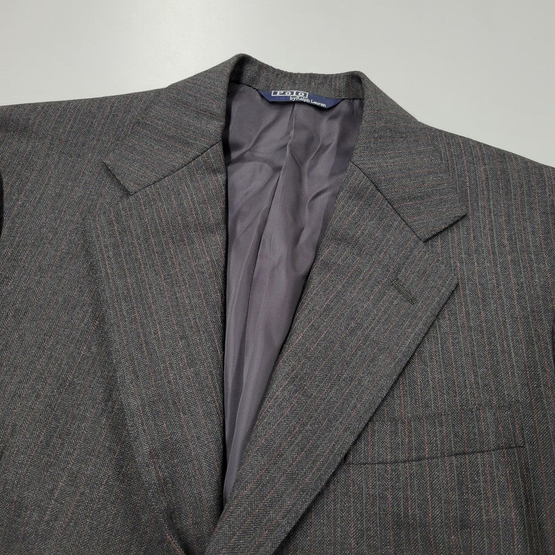 【中古品】【メンズ】 Polo by Ralph Lauren ポロバイラルフローレン STRIPE WOOL 3B TAILORED JACKET ストライプ ウール テーラードジャケット 三角タグ 日本製 146-260608-as-16-izu カラー：グレー系 万代Net店
