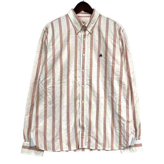 【中古品】【メンズ】 RED FLEECE レッドフリース STRIPE LS BD SHIRT ストライプ ロングスリーブ ボタンダウン シャツ 長袖 トップス 145-260130-as-04-izu サイズ：L カラー：ホワイト×レッド 万代Net店