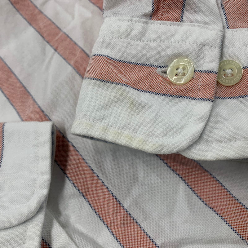 【中古品】【メンズ】 RED FLEECE レッドフリース STRIPE LS BD SHIRT ストライプ ロングスリーブ ボタンダウン シャツ 長袖 トップス 145-260130-as-04-izu サイズ：L カラー：ホワイト×レッド 万代Net店