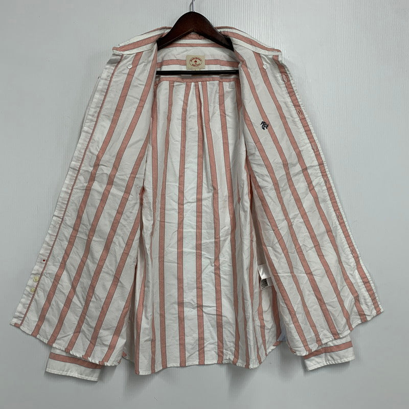 【中古品】【メンズ】 RED FLEECE レッドフリース STRIPE LS BD SHIRT ストライプ ロングスリーブ ボタンダウン シャツ 長袖 トップス 145-260130-as-04-izu サイズ：L カラー：ホワイト×レッド 万代Net店