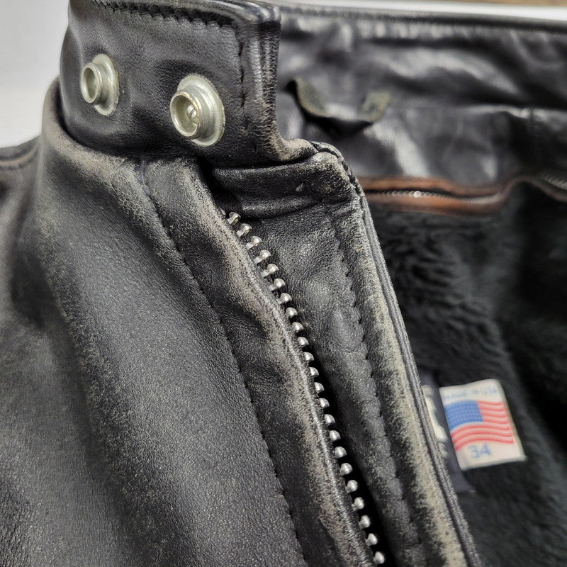 【現状渡し品】【メンズ】 LOT641 USA製 BOA LINER SINGLE RIDERS JACKET ボア ライナー シングル ライダース ジャケット アウター 145-260129-cs-14-izu サイズ：34 カラー：ブラック 万代Net店