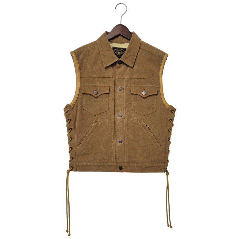 【中古品】【メンズ】 SKULL FLIGHT スカルフライト LACE UP SUEDE VEST レースアップ スウェード ベスト 145-260129-cs-12-izu サイズ：M カラー：ブラウン 万代Net店