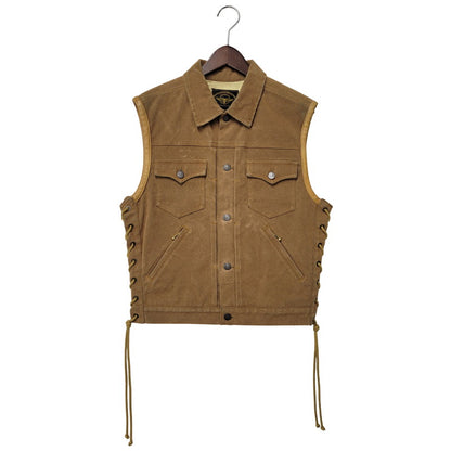 【中古品】【メンズ】 SKULL FLIGHT スカルフライト LACE UP SUEDE VEST レースアップ スウェード ベスト 145-260129-cs-12-izu サイズ：M カラー：ブラウン 万代Net店