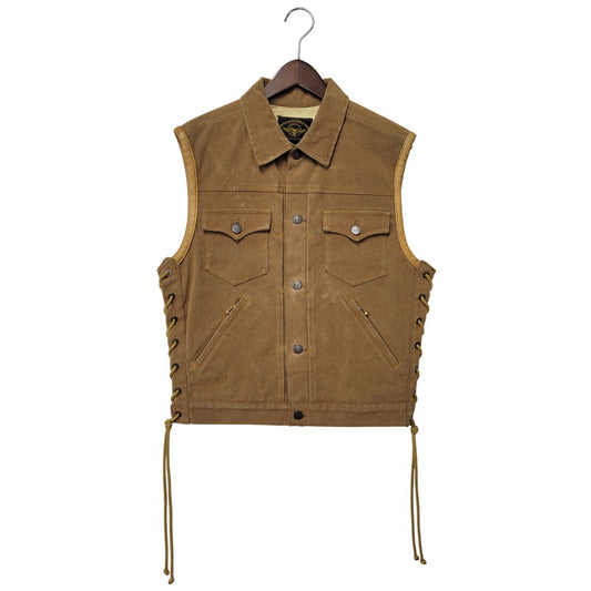 【中古品】【メンズ】 SKULL FLIGHT スカルフライト LACE UP SUEDE VEST レースアップ スウェード ベスト 145-260129-cs-12-izu サイズ：M カラー：ブラウン 万代Net店