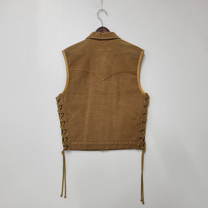 【中古品】【メンズ】 SKULL FLIGHT スカルフライト LACE UP SUEDE VEST レースアップ スウェード ベスト 145-260129-cs-12-izu サイズ：M カラー：ブラウン 万代Net店