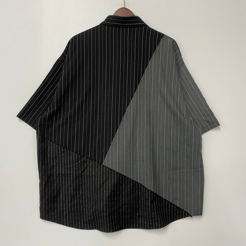 【中古品】【メンズ】 SAIKOUCHIKU SS STRIPE SHIRT HA020901AD 再構築 ショートスリーブ ストライプ シャツ 半袖 トップス 147-260214-as-09-izu サイズ：F カラー：ブラック×グレー 万代Net店
