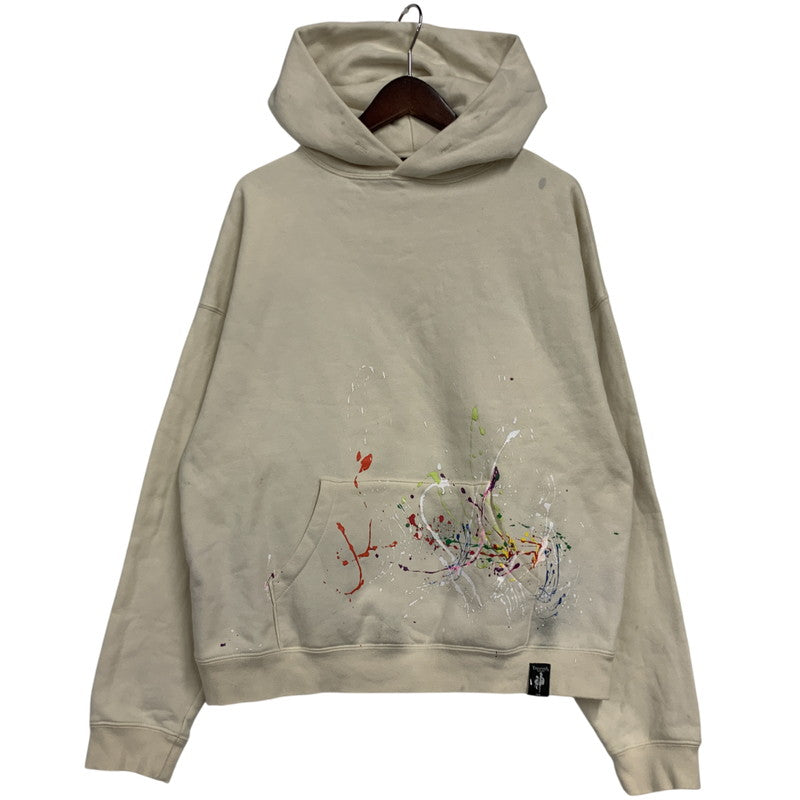 【中古品】【メンズ】 FOG ESSENTIALS エフオージーエッセンシャルズ ×THEATER8 シアターエイト BACK LOGO PAINT HOODIE バック ロゴ ペイント フーディ トップス スウェット トレーナー 142-260130-ya-15-izu サイズ：XS カラー：クリーム 万代Net店