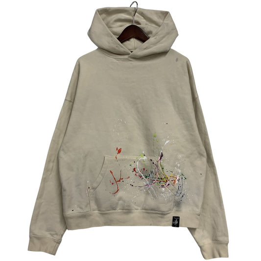 【中古品】【メンズ】 FOG ESSENTIALS エフオージーエッセンシャルズ ×THEATER8 シアターエイト BACK LOGO PAINT HOODIE バック ロゴ ペイント フーディ トップス スウェット トレーナー 142-260130-ya-15-izu サイズ：XS カラー：クリーム 万代Net店