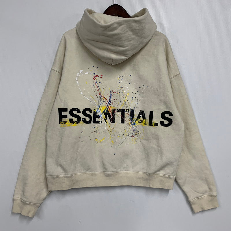 【中古品】【メンズ】 FOG ESSENTIALS エフオージーエッセンシャルズ ×THEATER8 シアターエイト BACK LOGO PAINT HOODIE バック ロゴ ペイント フーディ トップス スウェット トレーナー 142-260130-ya-15-izu サイズ：XS カラー：クリーム 万代Net店