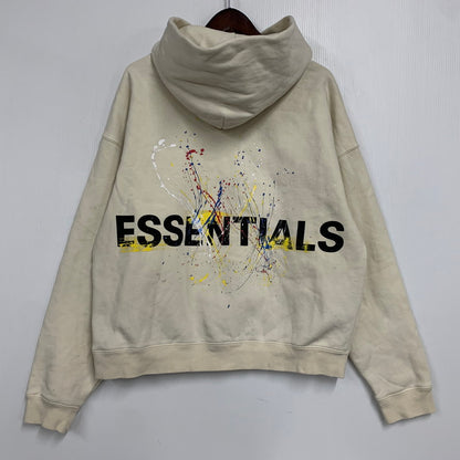 【中古品】【メンズ】 FOG ESSENTIALS エフオージーエッセンシャルズ ×THEATER8 シアターエイト BACK LOGO PAINT HOODIE バック ロゴ ペイント フーディ トップス スウェット トレーナー 142-260130-ya-15-izu サイズ：XS カラー：クリーム 万代Net店