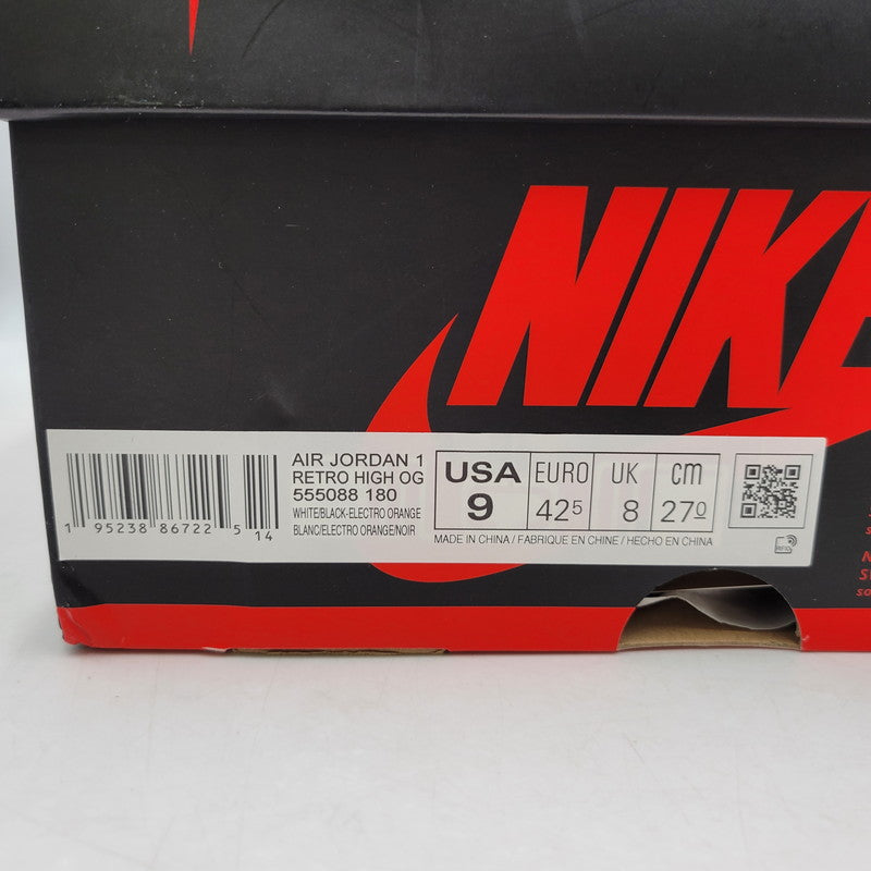 【中古品】【メンズ】 555088-180 AIR JORDAN 1 RETRO HIGH OG エア ジョーダン ワン レトロ ハイ オリジナル スニーカー シューズ 靴 160-260214-cs-08-izu サイズ：27.0cm カラー：WHITE/BLACK-ELECTRO ORANGE 万代Net店