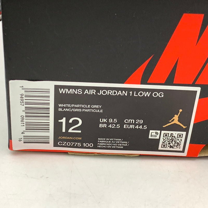 【中古美品】【メンズ】 CZ0775-100 WOMEN'S AIR JORDAN ウィメンズ エア ジョーダン 1 LOW ロウ OG オージー スニーカー シューズ 靴 160-260131-ya-06-izu サイズ：29cm カラー：WHITE/PARTICLE-GREY 万代Net店