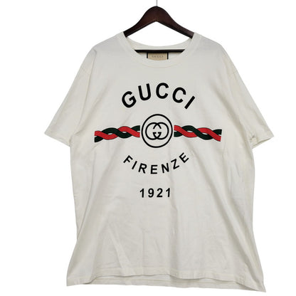 【中古品】【メンズ】 616036 XJD7T GUCCI FIRENZE グッチ フィレンツェ TEE Ｔシャツ トップス 半袖 141-260131-ya-14-izu サイズ：L カラー：WHITE 万代Net店