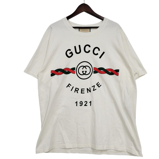 【中古品】【メンズ】 GUCCI グッチ 616036 XJD7T GUCCI FIRENZE グッチ フィレンツェ TEE Ｔシャツ トップス 半袖 141-260131-ya-14-izu サイズ：L カラー：WHITE 万代Net店