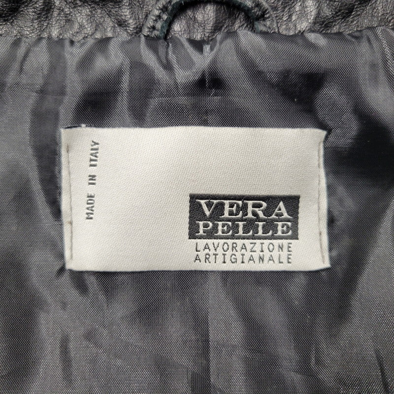 【現状渡し品】【レディース】 VERA PELLE ベラペレ DOUBLE RIDERS JACKET ダブルライダースジャケット イタリア製 アウター 168-260205-as-14-izu サイズ：L カラー：ブラック 万代Net店