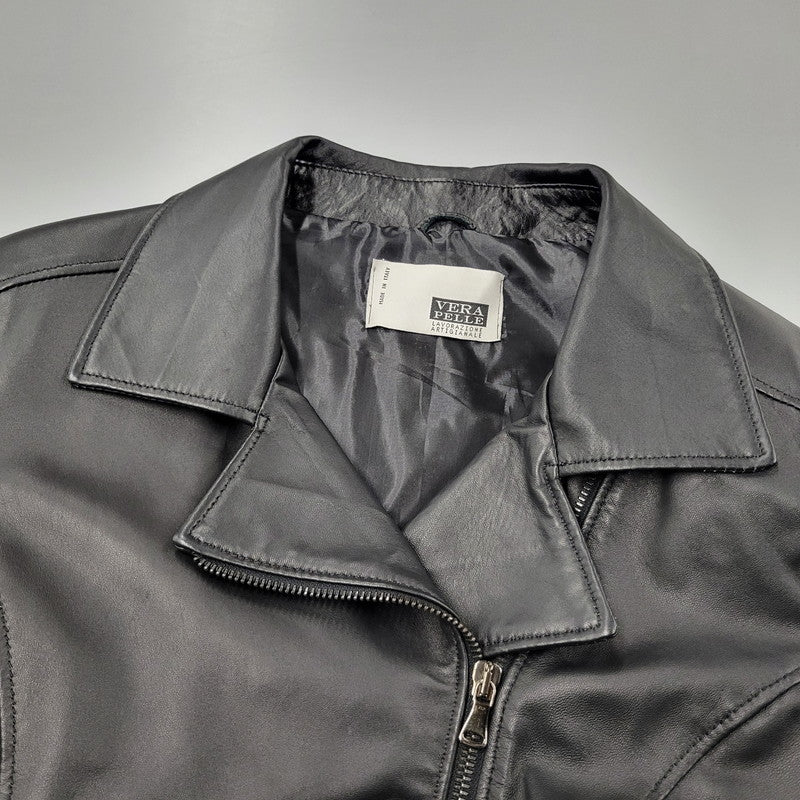 【現状渡し品】【レディース】 VERA PELLE ベラペレ DOUBLE RIDERS JACKET ダブルライダースジャケット イタリア製 アウター 168-260205-as-14-izu サイズ：L カラー：ブラック 万代Net店