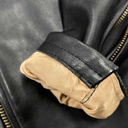 【中古品】【メンズ】 KADOYA カドヤ K'S LEATHER ケーズレザー LRS 1640 COW LEATHER SINGLE RIDERS JACKET カウ レザー シングル ライダース ジャケット アウター 145-260201-kh-13-izu サイズ：S カラー：ブラック 万代Net店