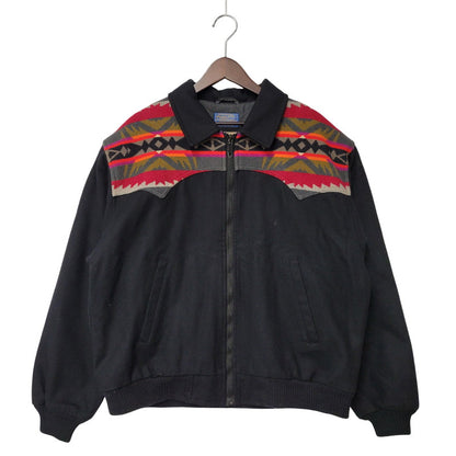 【中古品】【メンズ】 HIGH GRADE WESTERN WEAR ハイグレード ウェスタン ウェア USA製 70’S ROCKET TALONZIP NATIVE PATTERN WOOL JACKET タロンジップ ネイティブ パターンウール ジャケット アウター 146-260209-cs-17-izu サイズ：XL カラー：ブラック 万代Net店
