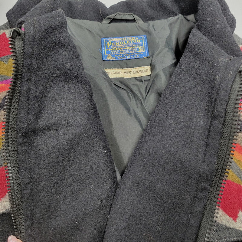 【中古品】【メンズ】 HIGH GRADE WESTERN WEAR ハイグレード ウェスタン ウェア USA製 70’S ROCKET TALONZIP NATIVE PATTERN WOOL JACKET タロンジップ ネイティブ パターンウール ジャケット アウター 146-260209-cs-17-izu サイズ：XL カラー：ブラック 万代Net店