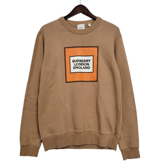 【中古品】【メンズ】 BURBERRY LONDON バーバリーロンドン LOGO-PRINT LOOPBACK COTTON-JERSEY SWEATSHIRT 4559628 ロゴプリント スウェット 141-260330-as-07-izu サイズ：XS カラー：ブラウン 万代Net店