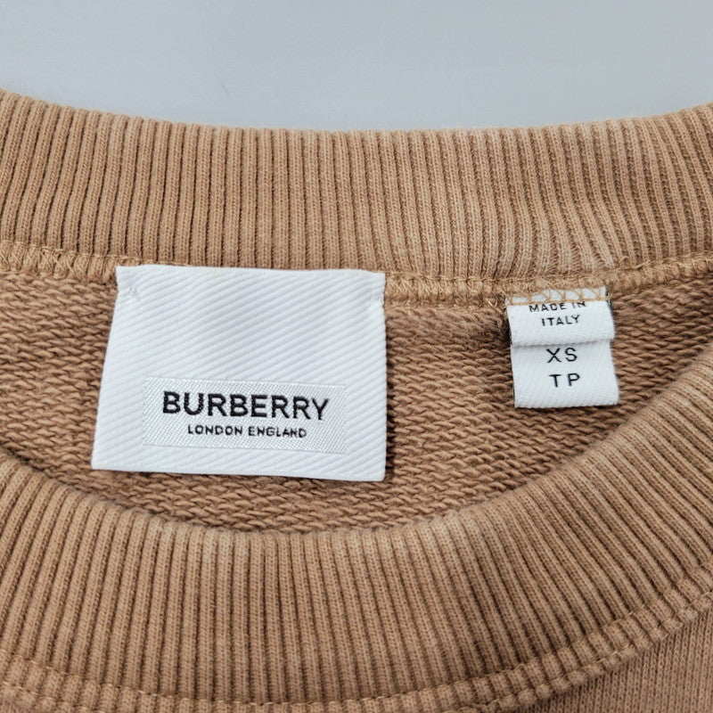 【中古品】【メンズ】 BURBERRY LONDON バーバリーロンドン LOGO-PRINT LOOPBACK COTTON-JERSEY SWEATSHIRT 4559628 ロゴプリント スウェット 141-260330-as-07-izu サイズ：XS カラー：ブラウン 万代Net店