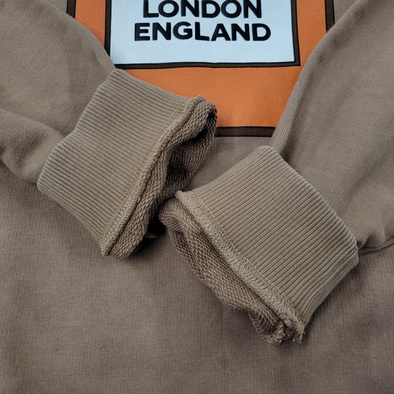 【中古品】【メンズ】 BURBERRY LONDON バーバリーロンドン LOGO-PRINT LOOPBACK COTTON-JERSEY SWEATSHIRT 4559628 ロゴプリント スウェット 141-260330-as-07-izu サイズ：XS カラー：ブラウン 万代Net店
