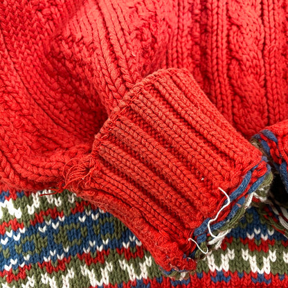 【中古品】【メンズ】 OLD GAP オールドギャップ V-NECK COTTON TILDEN KNIT SWEATER Vネック コットン チルデン ニット セーター トップス 長袖 146-260206-kh-15-izu サイズ：L カラー：レッド系 万代Net店