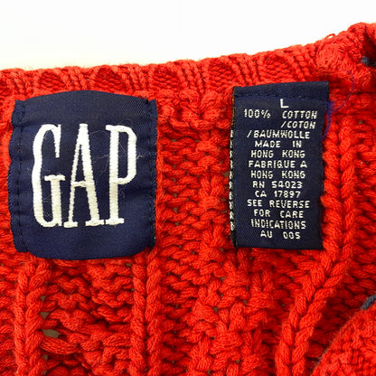 【中古品】【メンズ】 OLD GAP オールドギャップ V-NECK COTTON TILDEN KNIT SWEATER Vネック コットン チルデン ニット セーター トップス 長袖 146-260206-kh-15-izu サイズ：L カラー：レッド系 万代Net店
