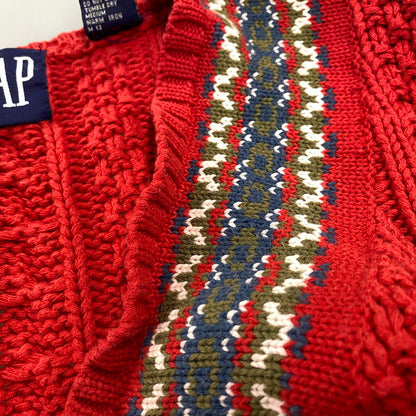 【中古品】【メンズ】 OLD GAP オールドギャップ V-NECK COTTON TILDEN KNIT SWEATER Vネック コットン チルデン ニット セーター トップス 長袖 146-260206-kh-15-izu サイズ：L カラー：レッド系 万代Net店