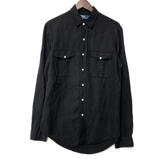 【中古品】【メンズ】 LINEN SILK LS SHIRT リネン シルク ロングスリーブ シャツ 長袖 トップス 146-260203-as-06-izu サイズ：S カラー：ブラック 万代Net店