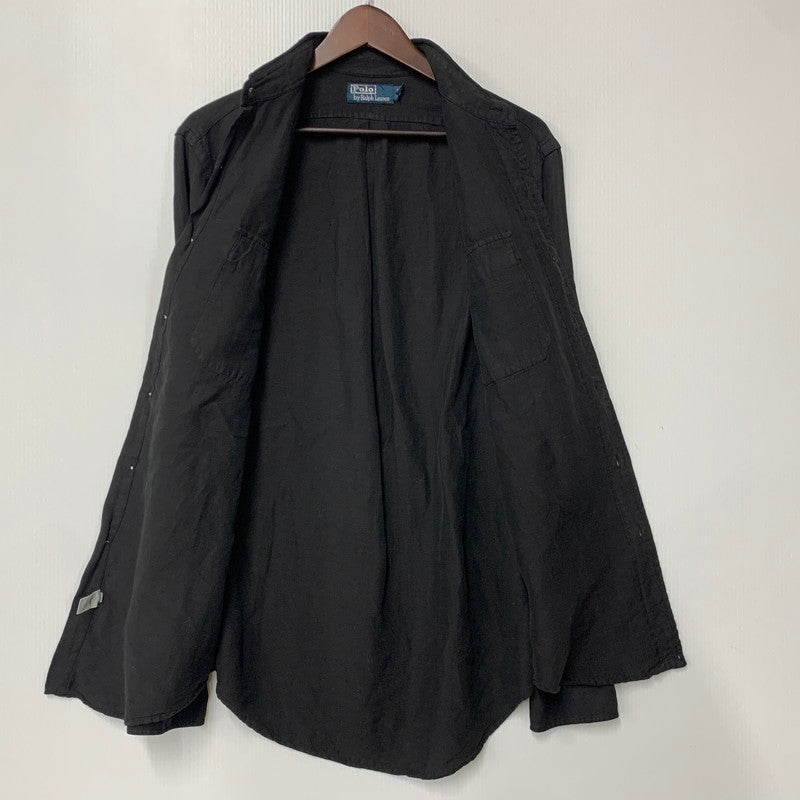 【中古品】【メンズ】 LINEN SILK LS SHIRT リネン シルク ロングスリーブ シャツ 長袖 トップス 146-260203-as-06-izu サイズ：S カラー：ブラック 万代Net店