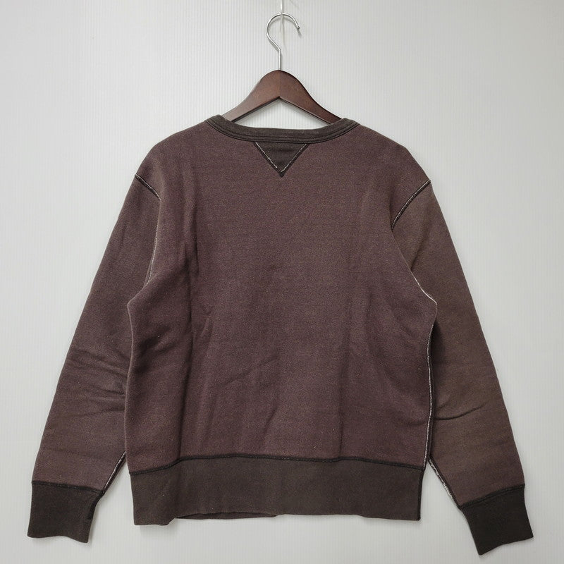 【中古品】【メンズ】 BARNS バーンズ CREWNECK SWEAT クルーネック スウェット 両V トレーナー 長袖 トップス 145-260206-as-03-izu サイズ：M カラー：ブラウン 万代Net店