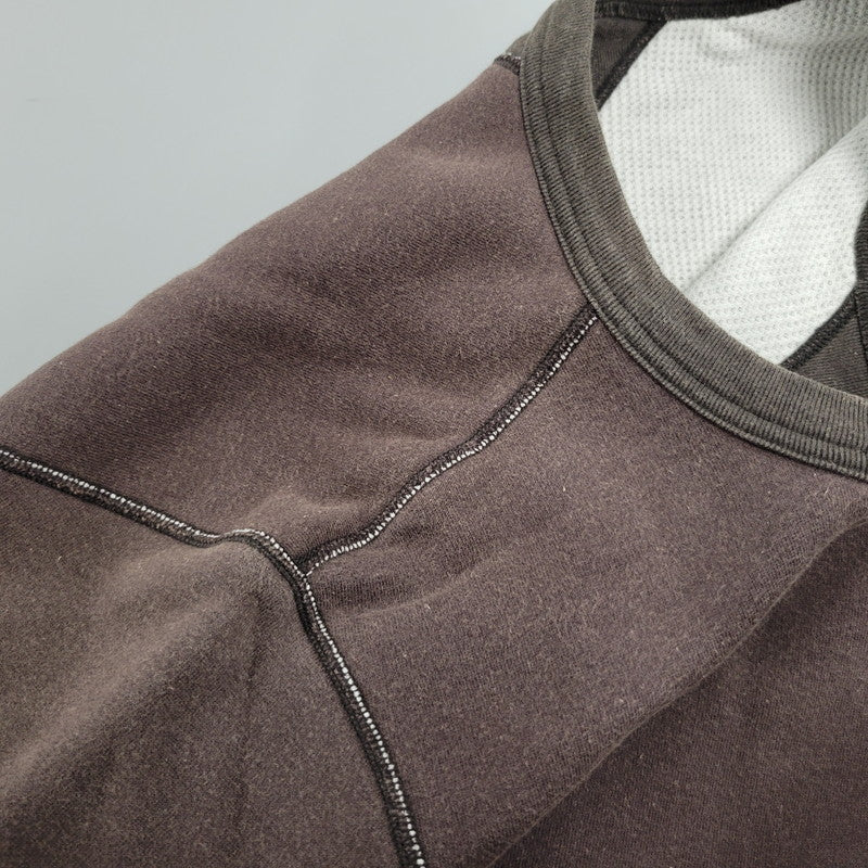 【中古品】【メンズ】 BARNS バーンズ CREWNECK SWEAT クルーネック スウェット 両V トレーナー 長袖 トップス 145-260206-as-03-izu サイズ：M カラー：ブラウン 万代Net店