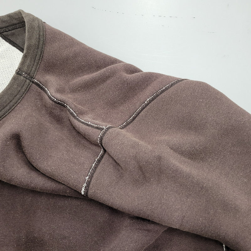 【中古品】【メンズ】 BARNS バーンズ CREWNECK SWEAT クルーネック スウェット 両V トレーナー 長袖 トップス 145-260206-as-03-izu サイズ：M カラー：ブラウン 万代Net店