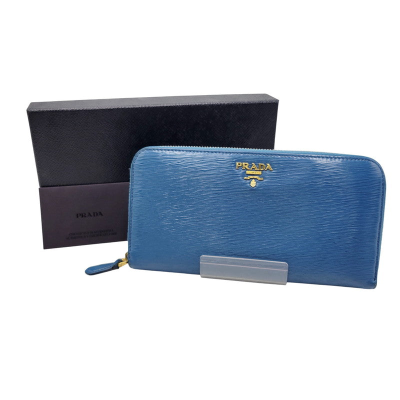 【中古品】【メンズ/レディース】 PRADA プラダ SAFFIANO 1ML506 サフィアーノ ラウンドファスナー 長財布 181-260205-as-18-izu カラー：ブルー 万代Net店