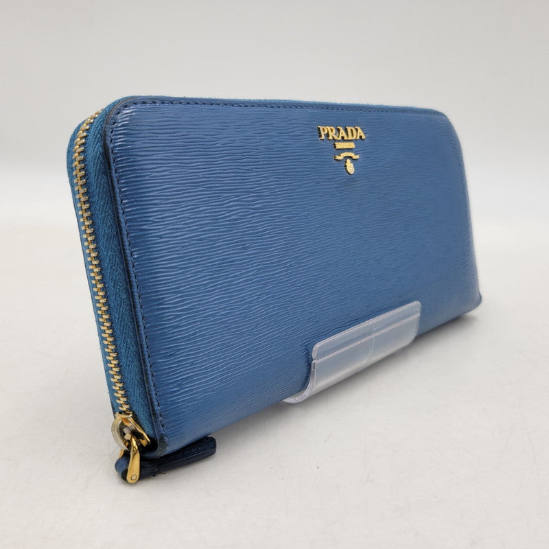 【中古品】【メンズ/レディース】 PRADA プラダ SAFFIANO 1ML506 サフィアーノ ラウンドファスナー 長財布 181-260205-as-18-izu カラー：ブルー 万代Net店