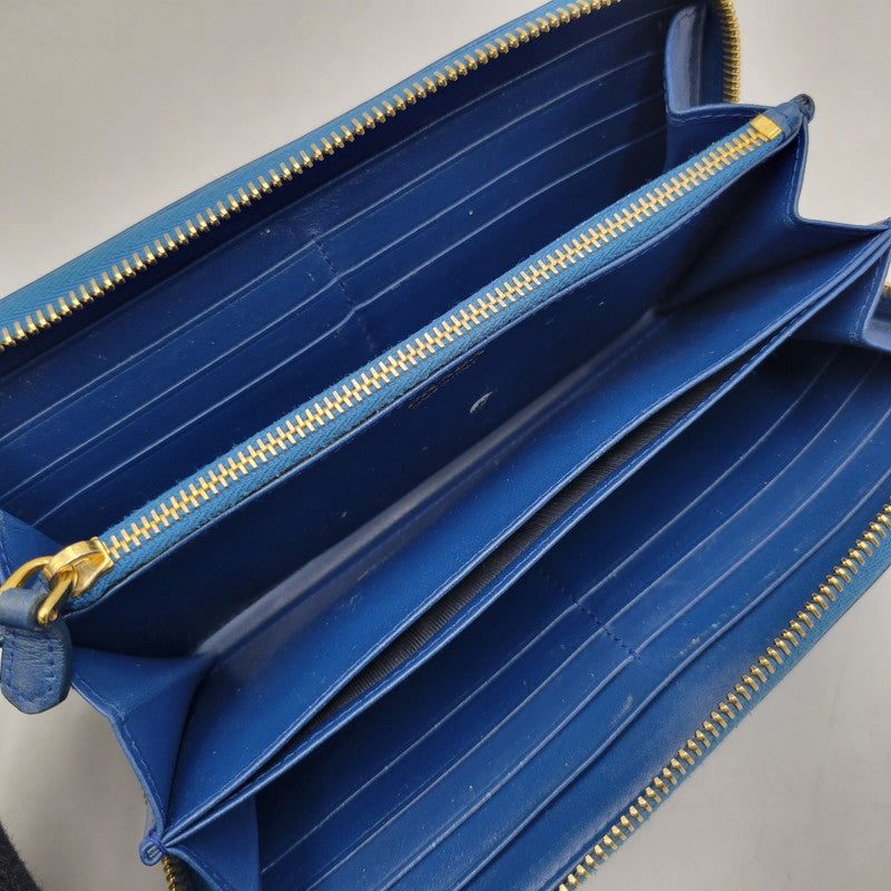 【中古品】【メンズ/レディース】 PRADA プラダ SAFFIANO 1ML506 サフィアーノ ラウンドファスナー 長財布 181-260205-as-18-izu カラー：ブルー 万代Net店