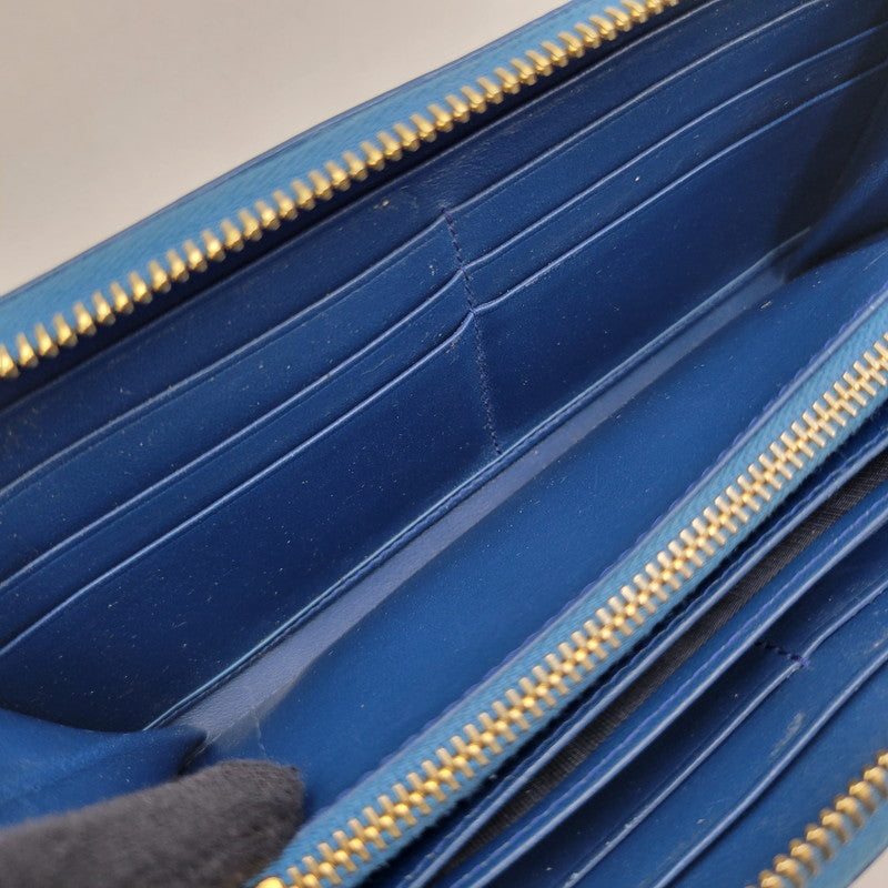 【中古品】【メンズ/レディース】 PRADA プラダ SAFFIANO 1ML506 サフィアーノ ラウンドファスナー 長財布 181-260205-as-18-izu カラー：ブルー 万代Net店